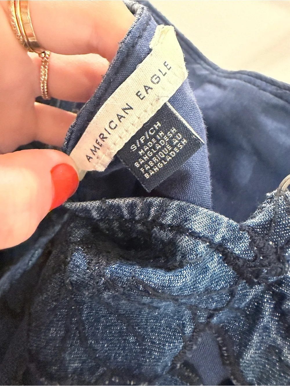 American Eagle Outfitters Navy Blue Crochet Mini Dress